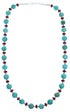 Turquoise and Coral Sterling Silver Southwest Bead Necklace DX117801